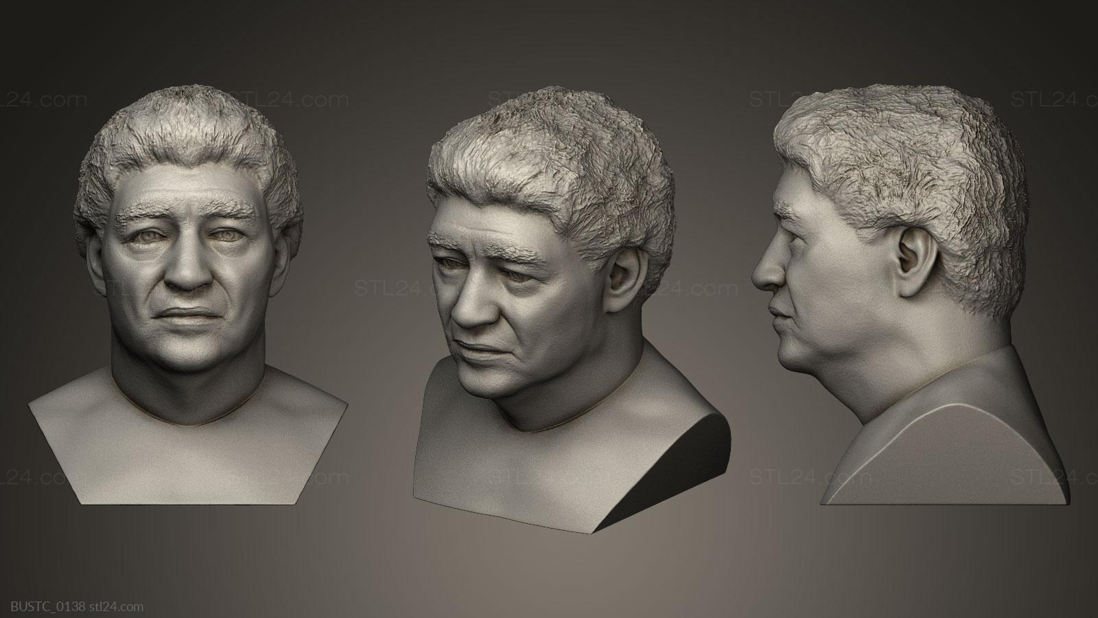 Бюсты и барельефы известных личностей (Диего Марадона в старости, BUSTC_0138) 3D модель для ЧПУ станка